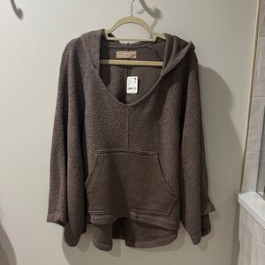 Free People Chocolate Brown Hooded Sweatshirt